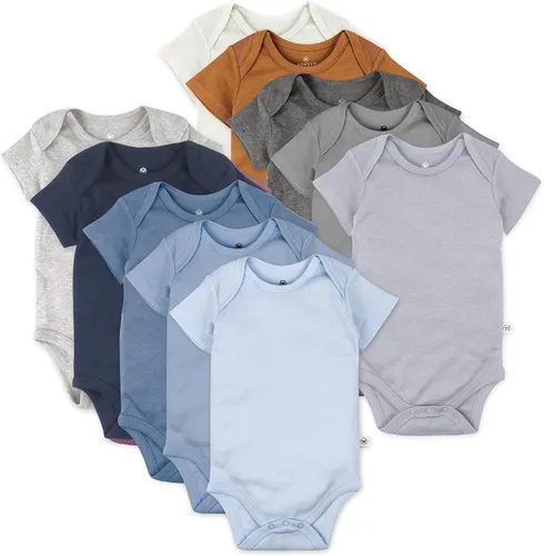 Honestbaby 10-Pack Short Sleeve Bodysuits One-Piece 100% Organic Cotton for Infant Baby Boys, Girls, Unisex