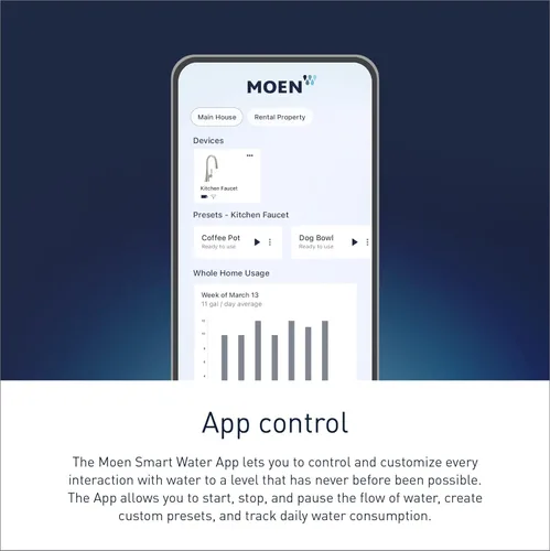 Vista 4 de Moen 9126EVC Kurv Smart Grifo de cocina con rociador desplegable sin contacto con control por voz y Power Boost, cromado