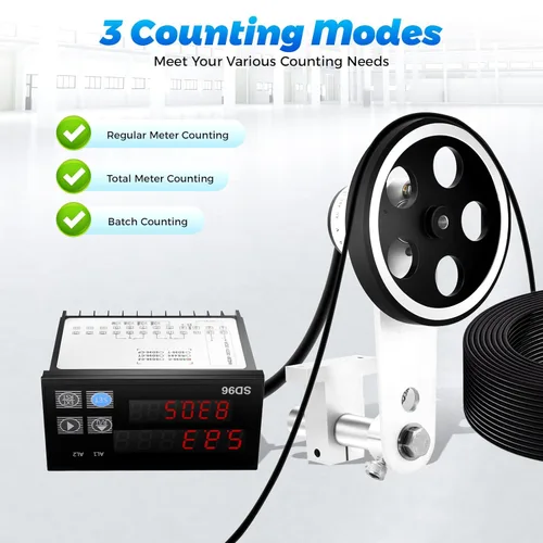 Vista 5 de Contador de longitud digital, pies/pulgadas/metro/yarda, contador de longitud mecánico con función de control 0-999999,400rpm/min Encoder contador