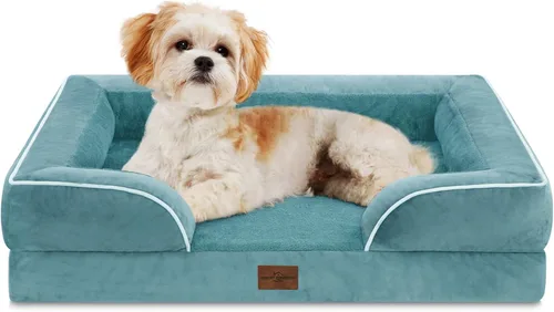 Vista 175 de Comfort Expression - Cama ortopédica para perros pequeños, 20 x 14 pulgadas, cama impermeable y de apoyo de espuma con cojines removibles, sofá