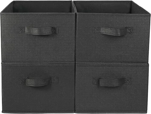 Vista 12 de JAKAGO Juego de 4 cestas de almacenamiento de tela rectangulares con asa, organizador plegable de armario para ropa, toallas, ropa de cama, libros