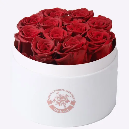 Vista 7 de Caja de regalo de 12 piezas de flores eternas, rosas eternas preservadas que duran de 1 a 3 años, flores preservadas para ella, día de San Valentín