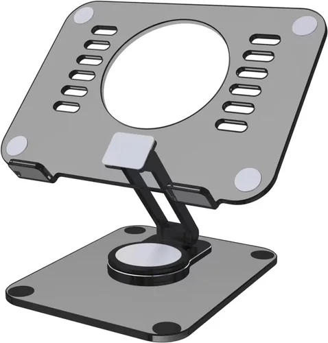 Vista 9 de Soporte acrílico giratorio de 360° para tableta, soporte de escritorio ajustable plegable transparente compatible con iPad Pro, Air, Mini, Kindle