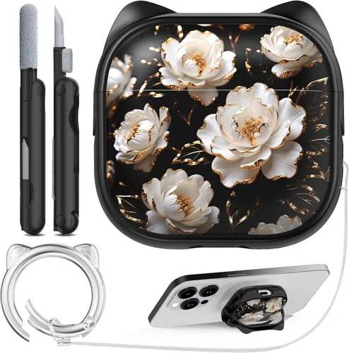 Vista 64 de RFUNGUANGO AirPods Pro - Funda transparente de TPU suave con kit de limpieza y llavero, compatible con Magsafe, funda protectora compatible