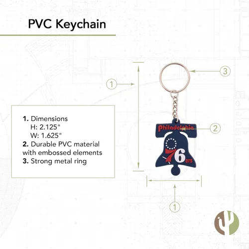 Vista 2 de Desert Cactus NBA Keychain – Official National Basketball League Keys Holder for Car, Backpack - Eastern Gift (PVC-Vintage A)