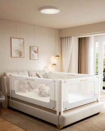 Vista 12 de Barandilla protectora para cama de bebé, riel de cama de 48 pulgadas de grosor para niños pequeños, barandillas laterales de seguridad extraaltas