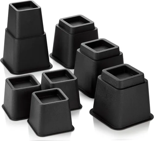 Vista 6 de HOLDN' STORAGE Elevadores de cama ajustables y elevadores de muebles, elevador de cama apilable de 3, 5 u 8 pulgadas, juego de 4 elevadores de cama