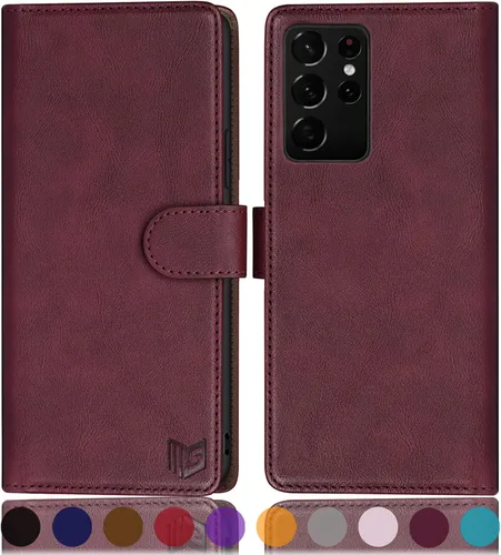 Vista 11 de SUANPOT Para Samsung S21 Ultra 6.8 "RFID Bloqueo Funda De Cuero Billetera, Folio Con Tirón, Titular De La Tarjeta, Cubierta A Prueba De Golpes