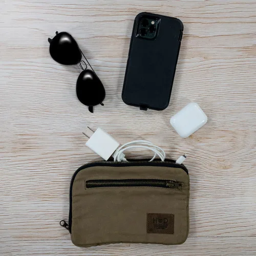 Vista 2 de Hide & Drink, Bolsa de equipo con cremallera, bolsa de camping, accesorio de viaje, bolsa multiusos, lona encerada y cuero de grano completo