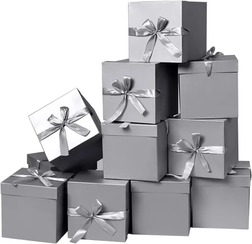 Vista 14 de Cajas de regalo blancas de 6 x 6 x 6 pulgadas con tapas, 12 hermosas cajas blancas cuadradas con cinta, perfectas para bodas, Navidad, cumpleaños