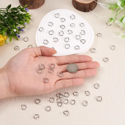 Vista 6 de Craftdady 1000 anillos de acero inoxidable abiertos de 0.394 in redondos de 0.055 in de grosor para fabricación de joyas