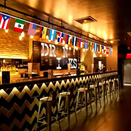 Vista 5 de WEITBF Juego de 2 banderas de habla hispana de 22 países, surtido de banderas latinas de América Latina para decoración del mes hispano, 60 pies, 44