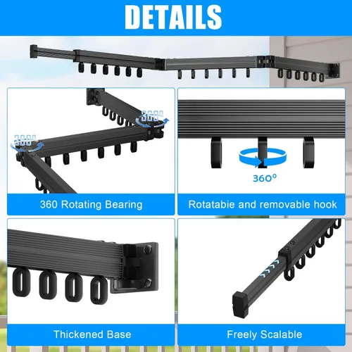 Vista 2 de KAXIWEI Tendedero plegable montado en la pared para ropa, ahorro de espacio para lavandería pequeña y uso doméstico