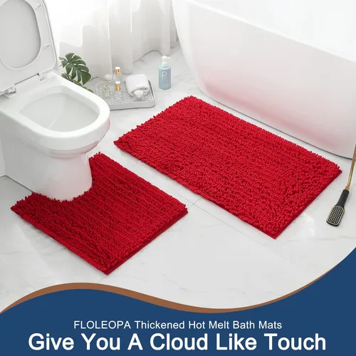 Vista 159 de FLOLEOPA Alfombras de baño de microfibra suave y esponjosa, tapetes de baño absorbentes, antideslizantes, lavables a máquina y de secado rápido