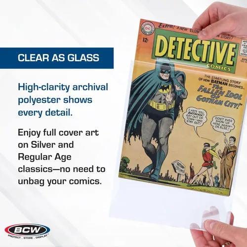 Vista 6 de BCW Silver Age Comic Mylar - Bolsas de archivo de 4 milésimas de pulgada de grosor Bolsas de poliéster Mylar para cómics Se adapta a Silver Age