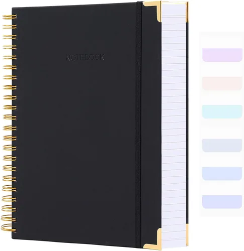 Cuaderno de espiral, diario de cuero de tapa dura para mujeres y hombres, cuadernos gruesos de 300 páginas con rayas universitarias para el trabajo,