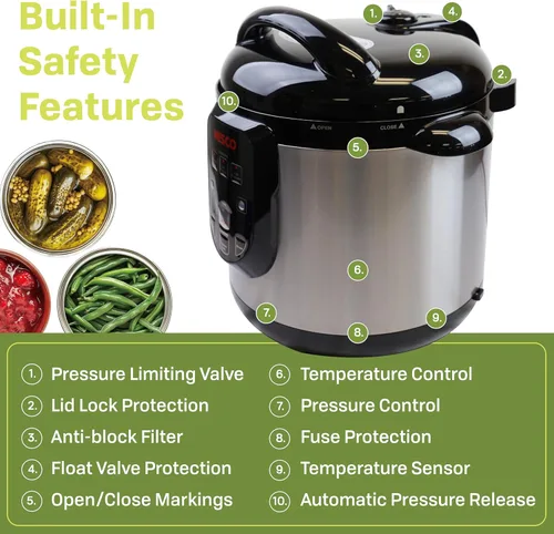 Vista 9 de Nesco NPC-9 Olla a Presión Eléctrica Inteligente y Enlatadora, Acero Inoxidable, 9.5 Qt