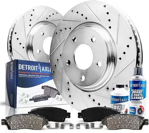 Detroit Axle - Kit de freno delantero para Ford Edge 2015-2021 Lincoln Nautilus 2016-2018 MKX 2015-2021 Rotores de freno ranurados y pastillas de