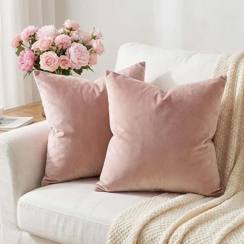 Vista 8 de Lazzzy Paquete de 2 fundas de almohada de terciopelo decorativas para sofá, cama, sofá, silla, funda de cojín azul suave, funda de almohada cuadrada