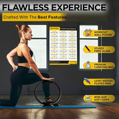 Vista 4 de Eleabro Sports - Anillo circular de pilates de 13 y 14 pulgadas, círculo mágico, con póster de entrenamiento de tamaño A1, anillo de ejercicio