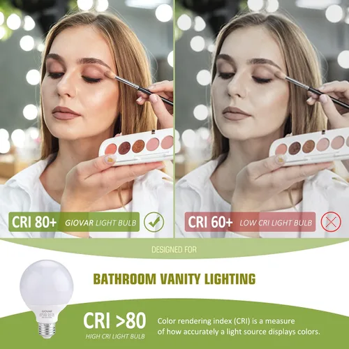 Vista 6 de Paquete de 8 bombillas LED G25 de 120 V equivalentes a 40 W, base E26, bombillas LED de globo blanco cálido de 2700 K para espejo de baño,