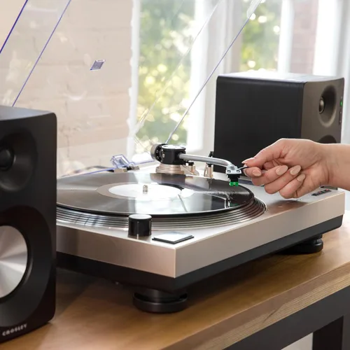 Vista 9 de Crosley KT100BT-CP - Sistema estéreo de tocadiscos Bluetooth con altavoces, champán