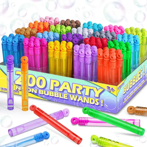 Vista 9 de Juguetes de regalo de fiesta de cumpleaños para niños, surtido de 300 piezas de 20 colores de mini varitas de burbujas, rellenos navideños