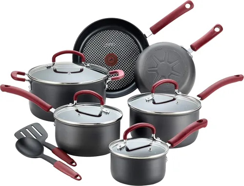 T-fal Ultimate - Juego de utensilios de cocina de anodización dura antiadherente de 12 piezas, apto para horno y asador hasta 600F, juego de cocina