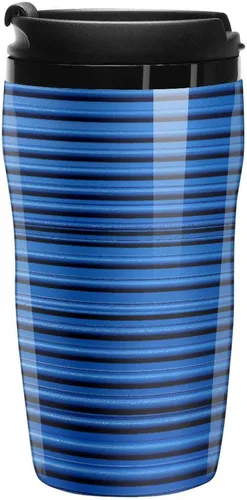 Blue Corrugated Wall Art Coffee Cup Hot Coffee Travel Mug Reusable Iced Coffee Cups Double Heat Insulation Coffee Mug with Leak-Proof Lid Stylish