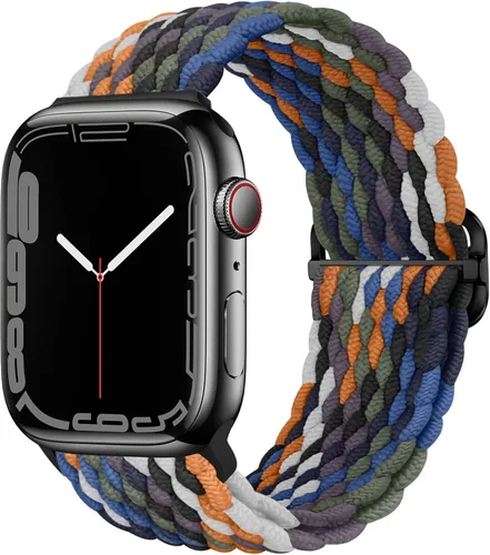 Vista 13 de Qimela - Correa elástica Solo Loop compatible con Apple Watch de 49 mm, 46 mm, 45 mm, 44 mm, 42 mm, 41 mm, 40 mm y 38 mm, correa trenzada
