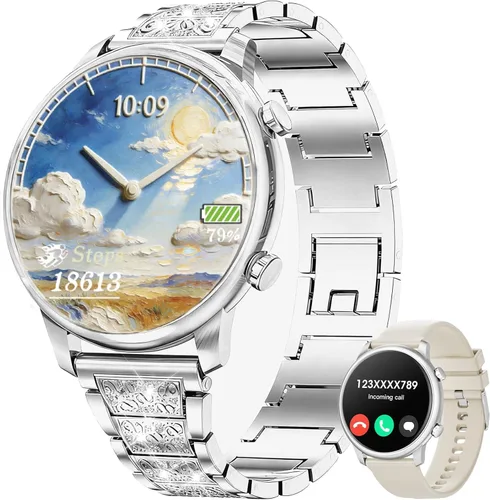 Vista 9 de Hwagol Relojes inteligentes para mujer, teléfonos Android compatibles con iPhone (llamada Bluetooth), monitor de ritmo cardíaco y sueño, 100 modos