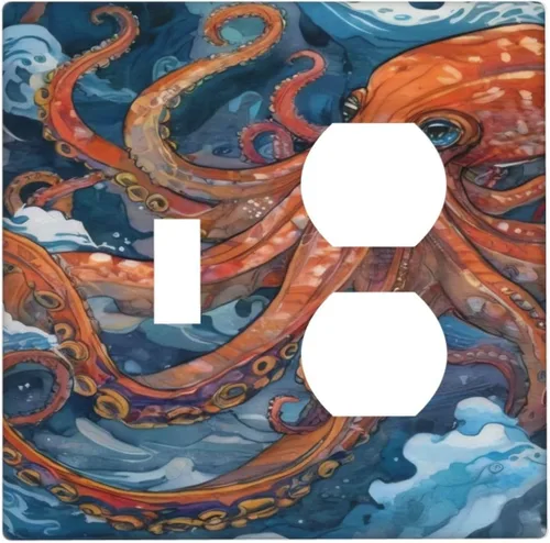 Vista 137 de William Morris Floral Boho Azul Medianoche Azul Bohemio Flor 1 Banda Dúplex Cubierta de Salida Decorativa Receptáculo Único Interruptor Eléctrico