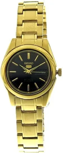 Vista 3 de SEIKO 5 Reloj automático para mujer con esfera negra en tono dorado SYMK22