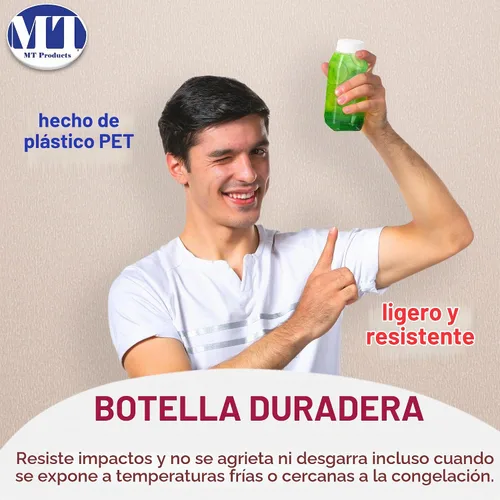 Vista 5 de 8 Oz. Empty Clear PET botellas plásticas de jugo con tapa por MT Products - Set de 12 botellas y 12 tapas