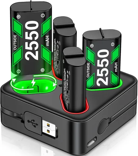 Cargador recargable para Xbox One con capacidad máxima de 4 x 2550 mAh para Xbox Series X, kit de accesorios de carga Xbox One para Xbox One Series
