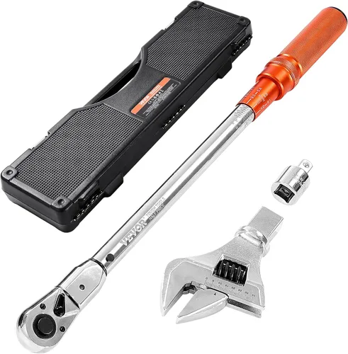 Vista 23 de VEVOR Llave dinamométrica de 1/2 pulgada con clic, escalas de doble rango mecánicas 10-150 pies.libras/14-204 Nm, de doble dirección ajustable