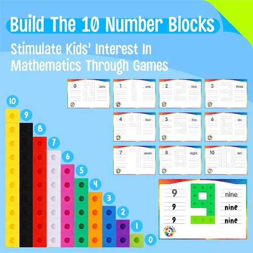 Vista 3 de Cubos de enlace de matemáticas, 100 manipuladores de cubos matemáticos con 30 actividades de aprendizaje Bloques de conteo numérico Contadores