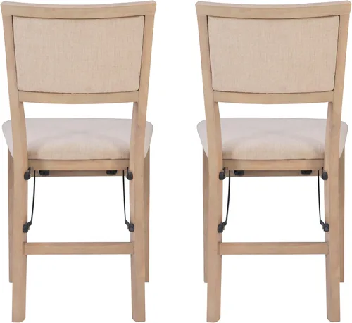 Vista 16 de Linon Keira Sillas plegables de madera rústica natural con asiento y respaldo acolchados en beige – Conjunto de 2