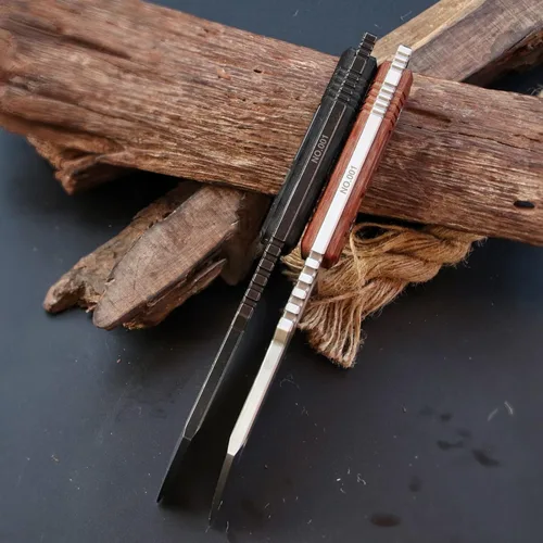 Vista 6 de Cuchillo de táctica de alta resistencia, hoja fija de espiga completa, mango de lino de acero Sleipner, para caza, camping, caza