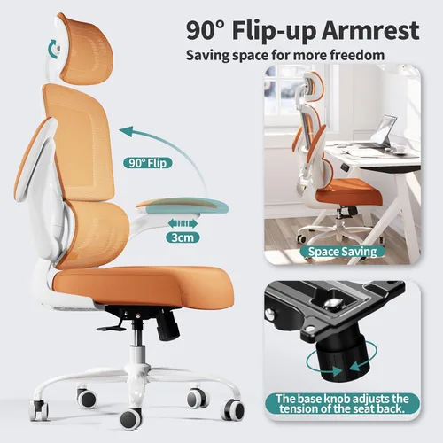 Vista 5 de TRALT Silla de oficina ergonómica, silla de escritorio de malla para el hogar de 330 libras, sillas de escritorio de oficina con ruedas, cómoda