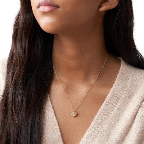 Vista 4 de Fossil collar con dije de acero inoxidable en tono rosa dorado para mujer