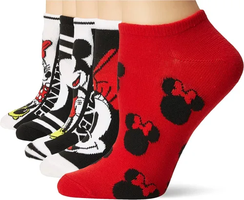 Disney Paquete de 5 calcetines invisibles de Mickey Mouse para mujer
