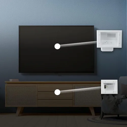 Vista 2 de DataComm Electronics 50-3331-WH-KIT, juego organizador de cable de TV, panel plano (pequeño) Kit organizador con solución de poder Blanco