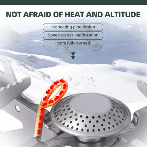 Vista 6 de BRS -32 Estufa de camping plegable portátil expandible doble estufa - Fácil de operar, utensilios de cocina de camping con encendedor electrónico