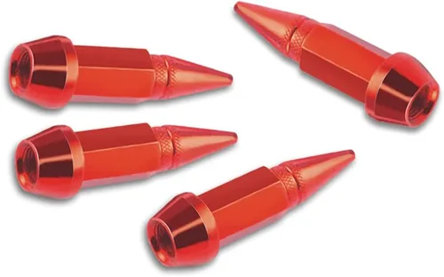 Vista 14 de Tapones de válvula de neumático de rueda de automóvil, paquete de 4 tapas de válvula de aluminio con puntas, accesorios atractivos para automóvil a