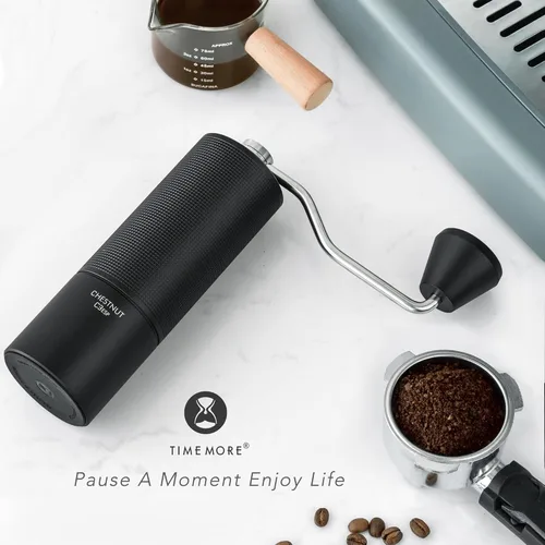 Vista 7 de Molinillo de café manual Chestnut C3 ESP TIMEMORE, molinillo de café de mano con ajuste interno ajustable de molienda, molinillo de café de rebabas