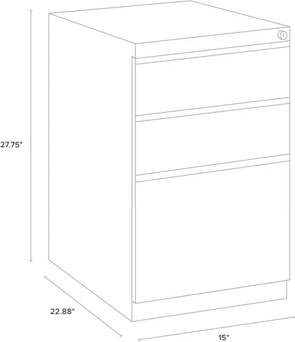 Vista 3 de WorkPro Archivador de pedestal móvil vertical de 23 "D con 3 cajones tamaño carta, metal, negro