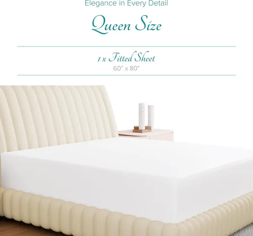 Vista 3 de Carressa Linen Sábana bajera ajustable 100% algodón egipcio, 800 hilos, bolsillo profundo de 16 pulgadas, satén duradero, elástico en todo