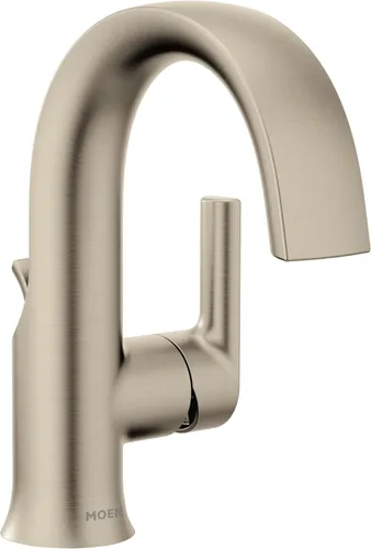 Vista 9 de Moen Colección Doux de Cromo Grifo monomando de arco alto con flujo laminar para baño, llave moderna para lavabo de baño, S6910