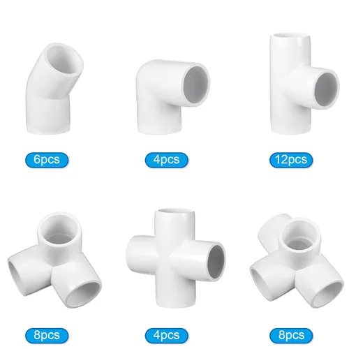 Vista 2 de Xuniea Juego de 42 accesorios de tubería de PVC de 1/2 pulgada, juego de codos de conexión de tienda de campaña Tee, accesorios de codo de PVC